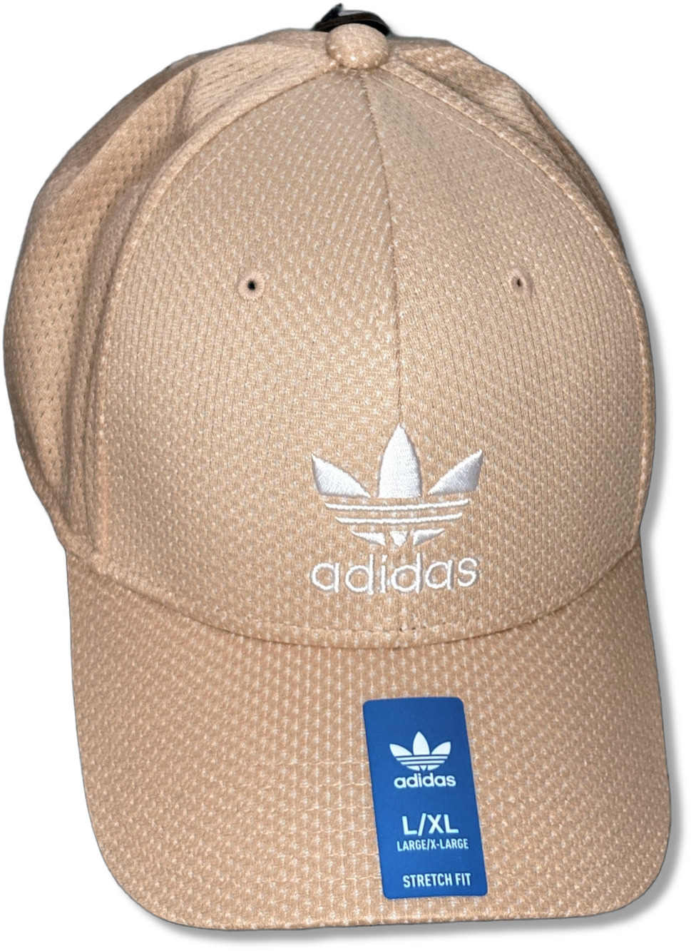 Adidas Originals Trefoil Baseball Cap Magic Beige L / XL Stretch Fit Hat NEW